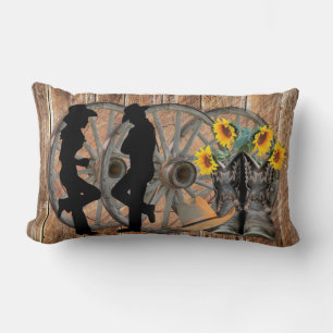 Western Cowboy Cowgirl Horseshoe Wagon Wheel Lumbar Pillow