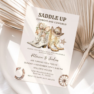 Western Cowboy Cowgirl Joint Birthday Invitation
