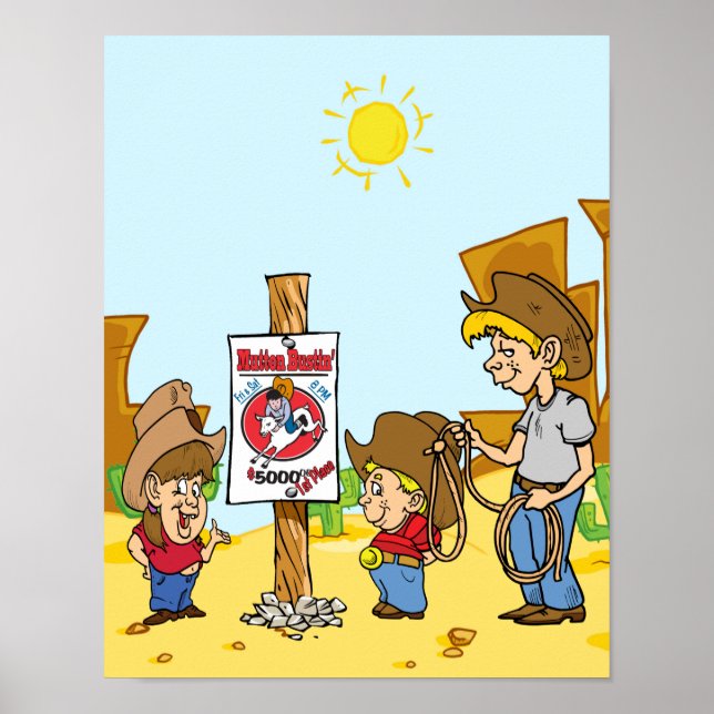 Western Cowboy Cowgirl Kid Mutton Bustin Poster (Front)