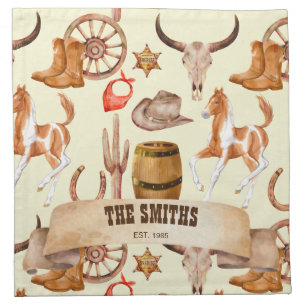 Western cowboy cowgirl rodeo horse themed  cloth napkin