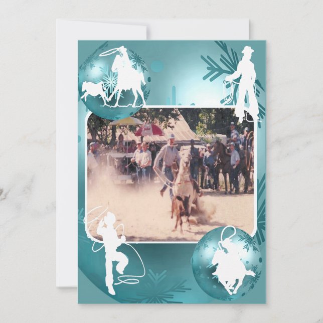 Western Cowboy Cowgirl Roping Holiday Card 2 Sided (Front)