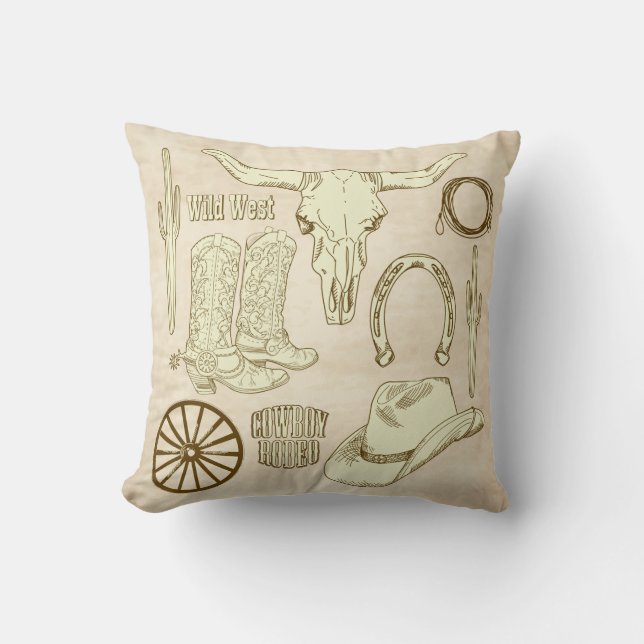 Western Cowboy Cowgirl Throw Pillow (Front)