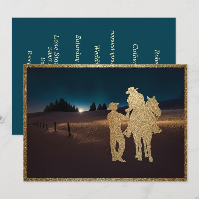 Western Cowboy Cowgirl Wedding Invite Engagement (Front/Back)