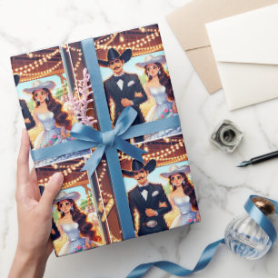 Western Cowboy Cowgirl Wedding Wrapping Paper