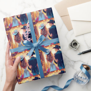 Western Cowboy Cowgirl Wedding Wrapping Paper