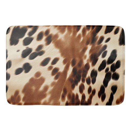 Western Cowboy Cream Brown Black Cowhide Bath Mat