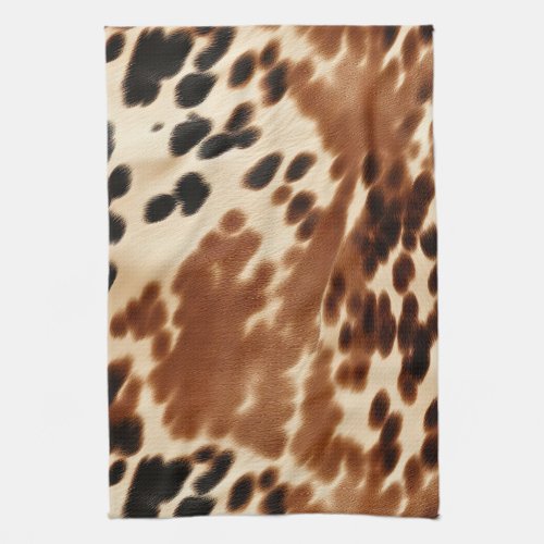 Western Cowboy  Cream Brown Black Cowhide Kitchen Towel