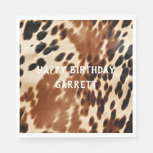 Western Cowboy Cream Brown Black Cowhide Napkins