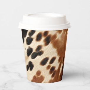 Western Cowboy Cream Brown Black Cowhide Paper Cups