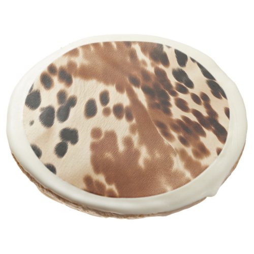 Western Cowboy  Cream Brown Black Cowhide Sugar Cookie