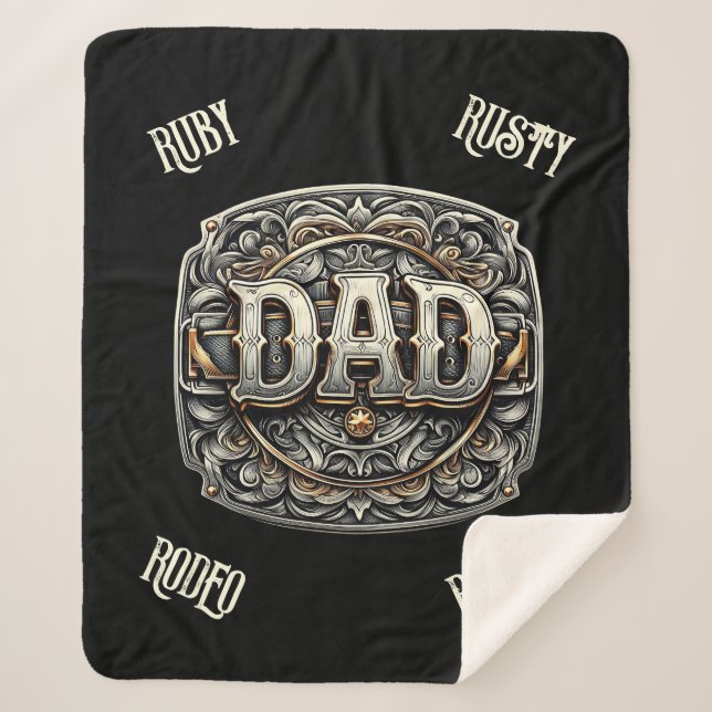 Western Cowboy DAD Father's Day  Sherpa Blanket (Front)