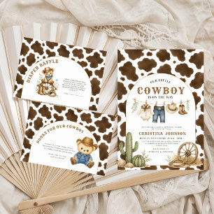Western Cowboy Diaper Raffle Card Cow Print