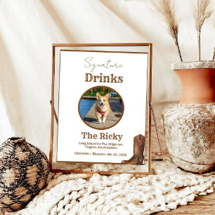Western Cowboy Dog signature drinks wedding bar Poster