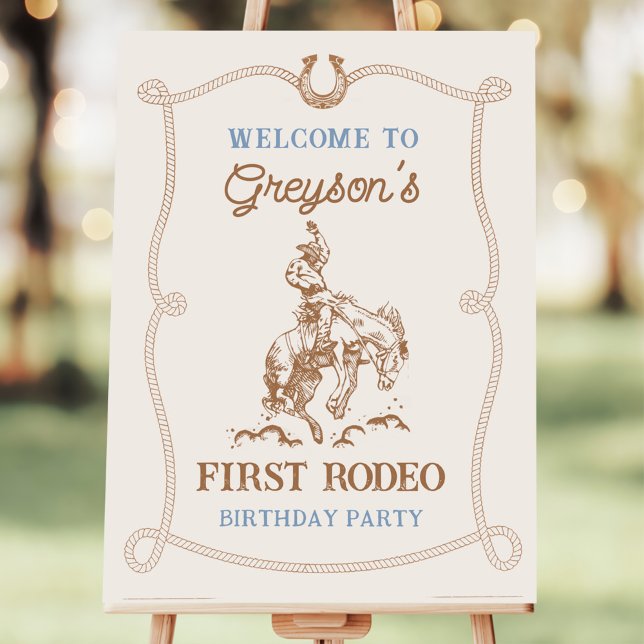 Western Cowboy First Rodeo 1st Birthday Foam Board (Creator Uploaded)