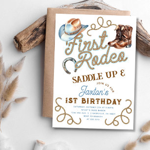 Western Cowboy First Rodeo 1st Birthday Invitation