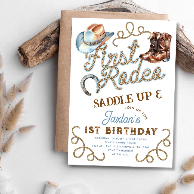Western Cowboy First Rodeo 1st Birthday Invitation | Zazzle