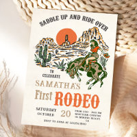 Western Cowboy First Rodeo 1st Birthday Invitation
