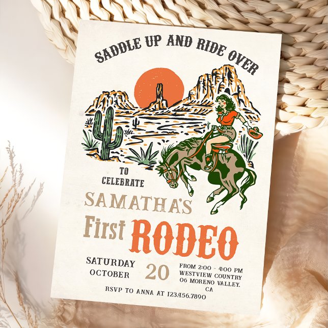 Western Cowboy First Rodeo 1st Birthday Invitation (Creator Uploaded)