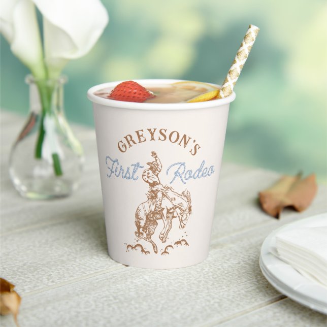 Western Cowboy First Rodeo 1st Birthday Paper Cups (Insitu)