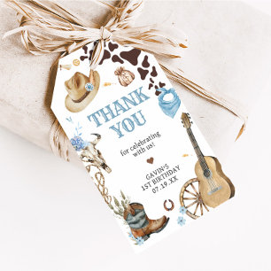 Western Cowboy First Rodeo Birthday Favor Tags