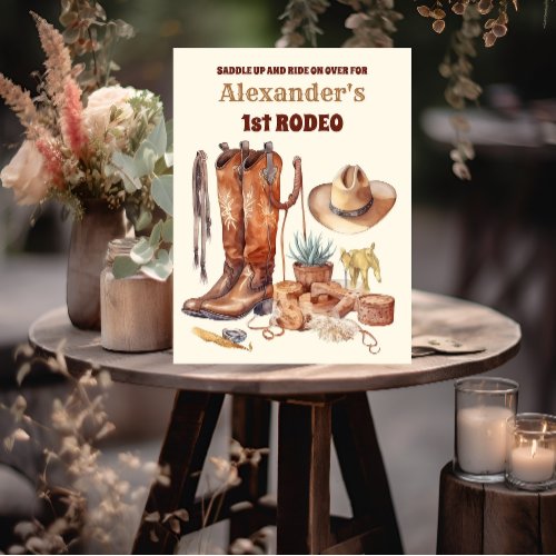 Western Cowboy First Rodeo Birthday Foam Board