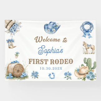 Western Cowboy First Rodeo Birthday Party Banner