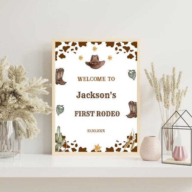 Western Cowboy First Rodeo Birthday Party Foam Board (Creator Uploaded)