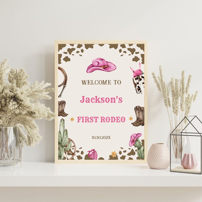 Western Cowboy First Rodeo Birthday Party Foam Board (Creator Uploaded)