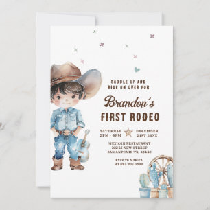Western Cowboy First Rodeo Birthday Party Invitation