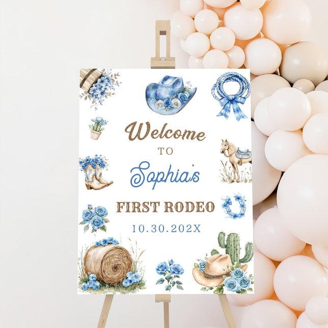 Western Cowboy First Rodeo Birthday Party Sign (Creator Uploaded)