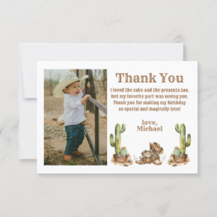 western cowboy first rodeo birthday photo  thank you card