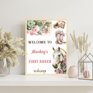 Western Cowboy First Rodeo Birthday Welcome Sign