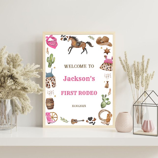 Western Cowboy First Rodeo Birthday Welcome Sign (Creator Uploaded)