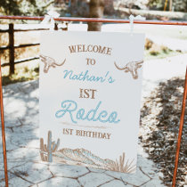 Western Cowboy First Rodeo Birthday Welcome Sign