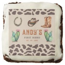 Western Cowboy First Rodeo Boys Birthday Brownie