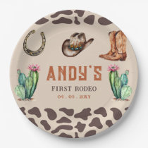 Western Cowboy First Rodeo Boys Birthday Paper Plates