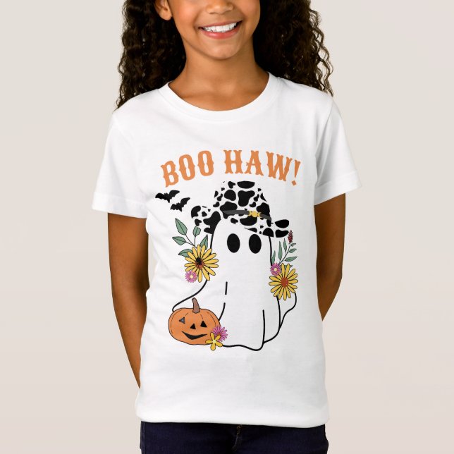 Western cowboy ghost Boo Haw fall Halloween  T-Shirt (Front)