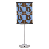 Western Cowboy Hat and Boots Blue Table Lamp (Back)