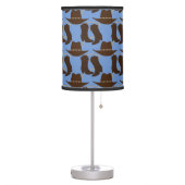 Western Cowboy Hat and Boots Blue Table Lamp (Left)