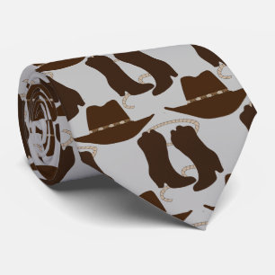 Western Cowboy Hat and Boots Neck Tie