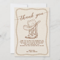 Western Cowboy Hat and Boots Photo Thank You Card
