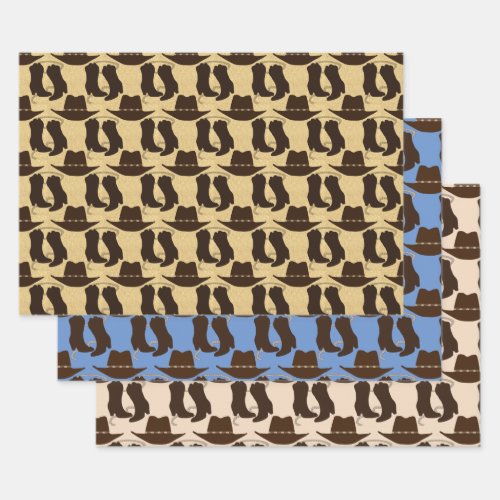 Western Cowboy Hat and Boots Wrapping Paper Sheets