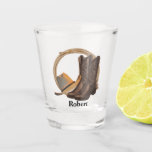 Western Cowboy Hat Boots And Rope Personal Shot Glass at Zazzle
