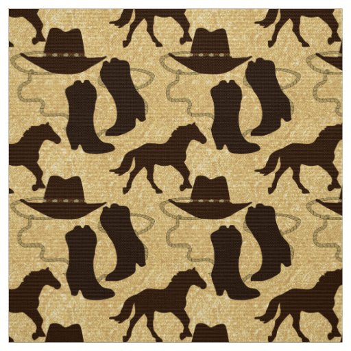 Western Cowboy Hat Boots, Horse Gold Glitter Fabric