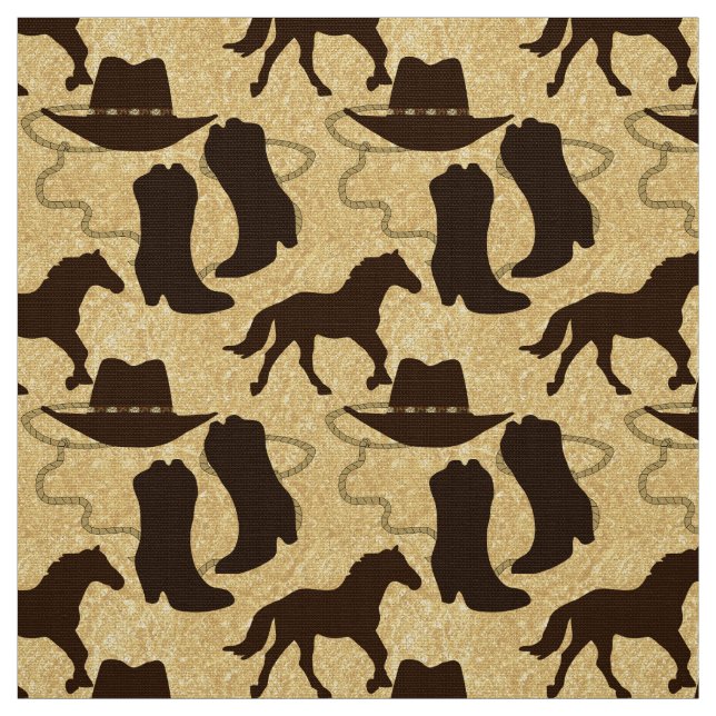 Western Cowboy Hat Boots, Horse Gold Glitter Fabric (Swatch)