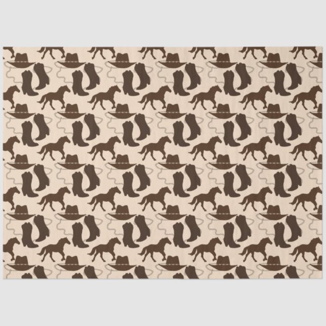 Western Cowboy Hat Boots Horse Tissue Paper (Front)