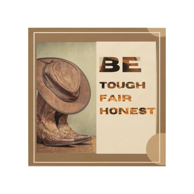 Western Cowboy Hat Boots Rustic Country   Wood Wall Art (Front)