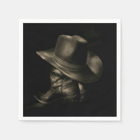Western Cowboy Hat & Boots Vintage Paper Napkin