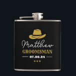 Western Cowboy Hat Classic Personalized Groomsmen Flask<br><div class="desc">Personalized gifts for groomsmen with western cowboy theme. Decorated with cowboy hat with vintage western font. Text and color are editable using the Design Tool to fit your occasion. Get this customize gift for wedding,  bachelor party,  engagement party or any other special occasions.</div>