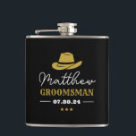 Western Cowboy Hat Classic Personalized Groomsmen Flask<br><div class="desc">Personalized gifts for groomsmen with western cowboy theme. Decorated with cowboy hat with vintage western font. Text and color are editable using the Design Tool to fit your occasion. Get this customize gift for wedding,  bachelor party,  engagement party or any other special occasions.</div>
